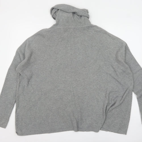 Warehouse Women Grey Roll Neck Long Sleeve Knit Jumper Size 12