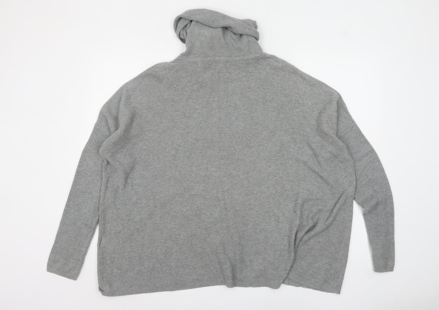 Warehouse Women Grey Roll Neck Long Sleeve Knit Jumper Size 12