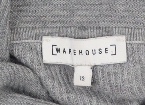 Warehouse Women Grey Roll Neck Long Sleeve Knit Jumper Size 12