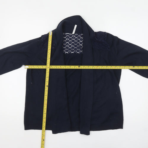 Anthology Women's Navy Cardigan Size 12/14 Acrylic Knit Lace Trim