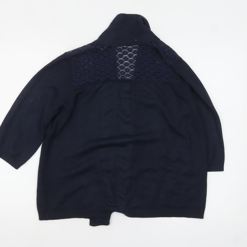 Anthology Women's Navy Cardigan Size 12/14 Acrylic Knit Lace Trim
