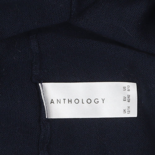 Anthology Women's Navy Cardigan Size 12/14 Acrylic Knit Lace Trim