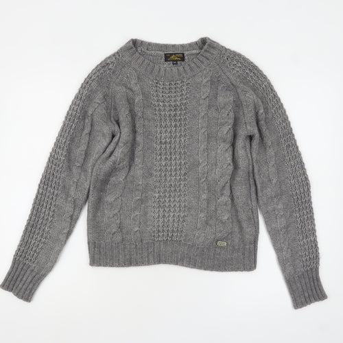 Le Mont St Michel Womens Grey Cable-Knit Acrylic Alpaca Jumper M