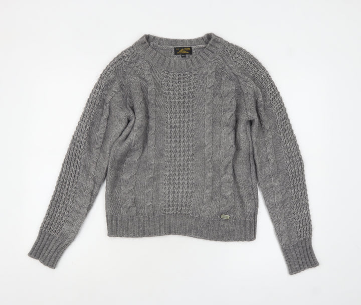 Le Mont St Michel Womens Grey Cable-Knit Acrylic Alpaca Jumper M