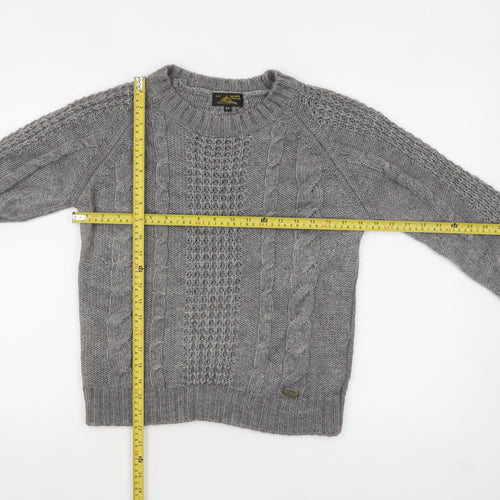 Le Mont St Michel Womens Grey Cable-Knit Acrylic Alpaca Jumper M