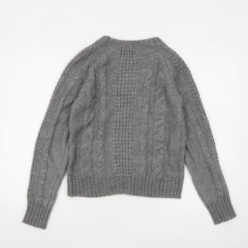 Le Mont St Michel Womens Grey Cable-Knit Acrylic Alpaca Jumper M