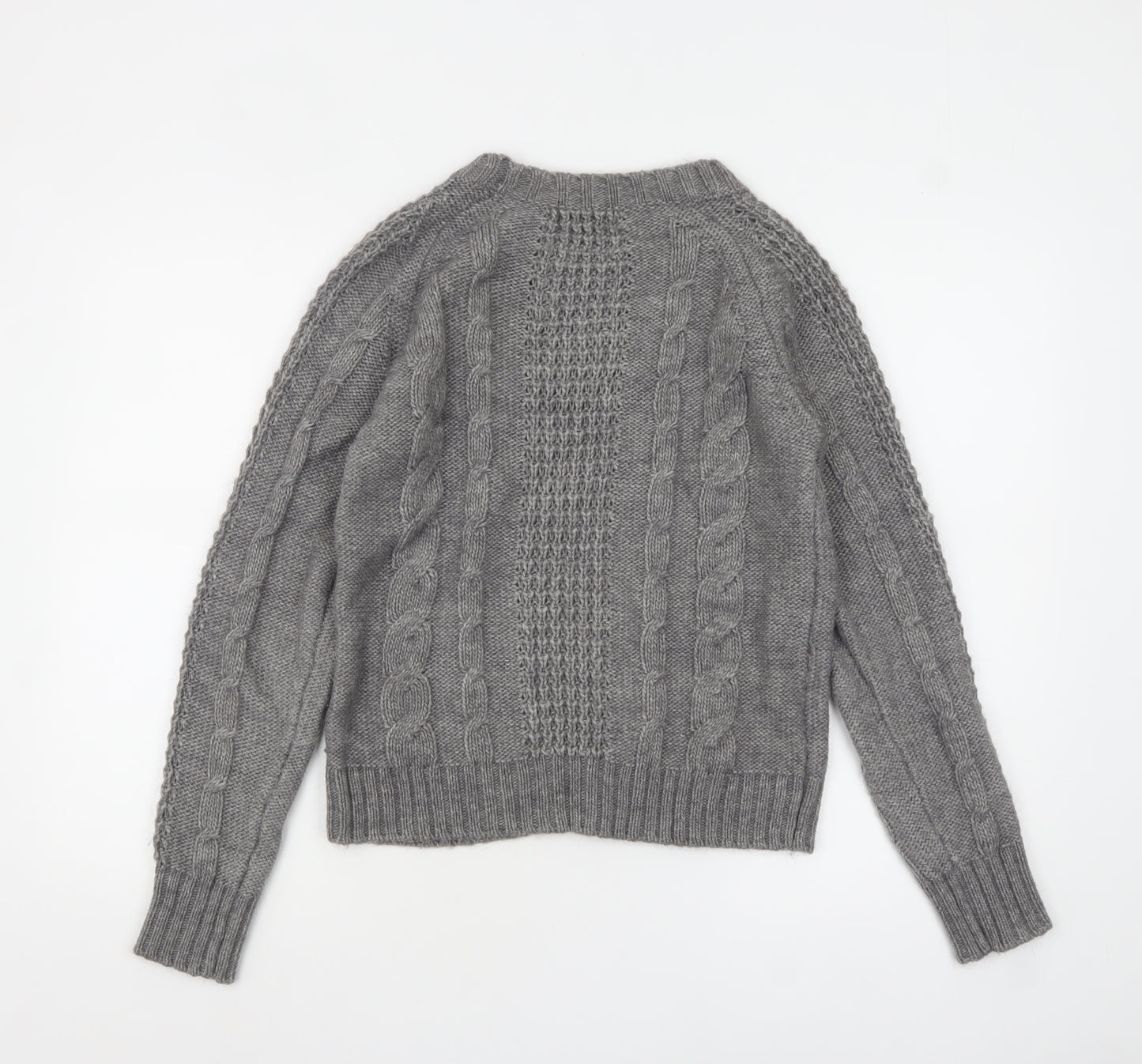 Le Mont St Michel Womens Grey Cable-Knit Acrylic Alpaca Jumper M