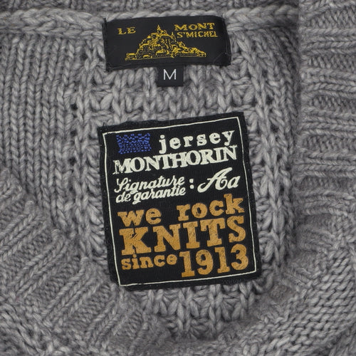 Le Mont St Michel Womens Grey Cable-Knit Acrylic Alpaca Jumper M