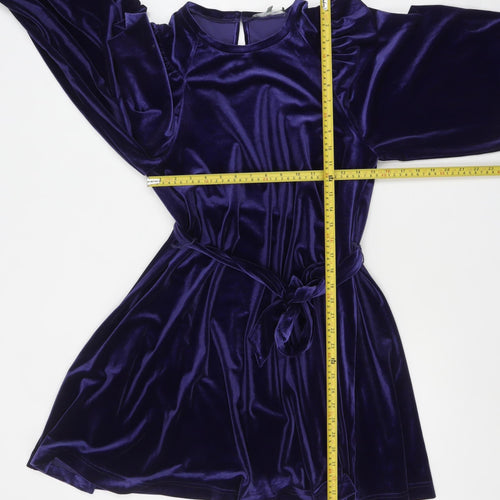 Oliver Bonas Women's Purple Velvet Long Sleeve A-Line Party Dress Size 12