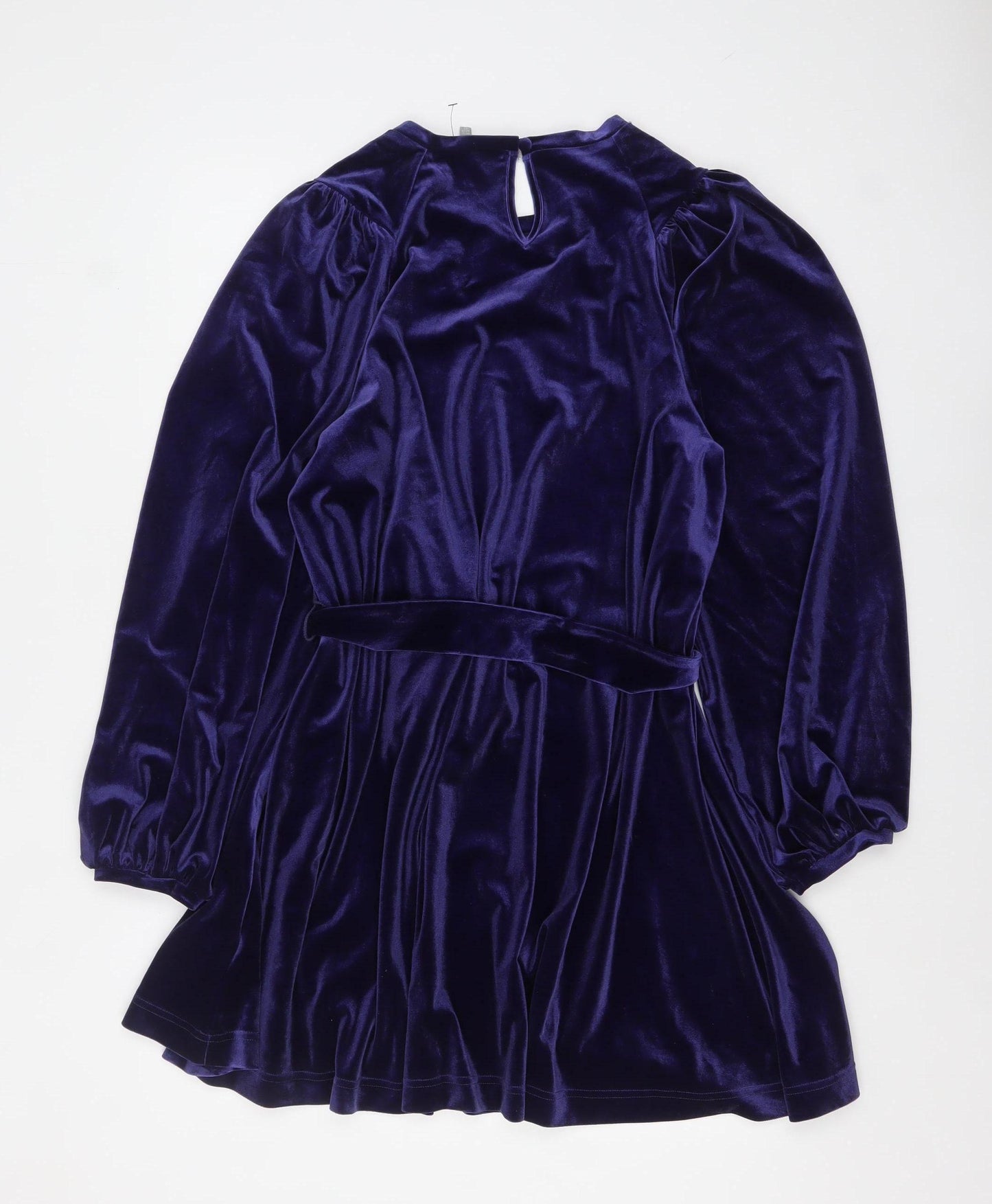 Oliver Bonas Women's Purple Velvet Long Sleeve A-Line Party Dress Size 12