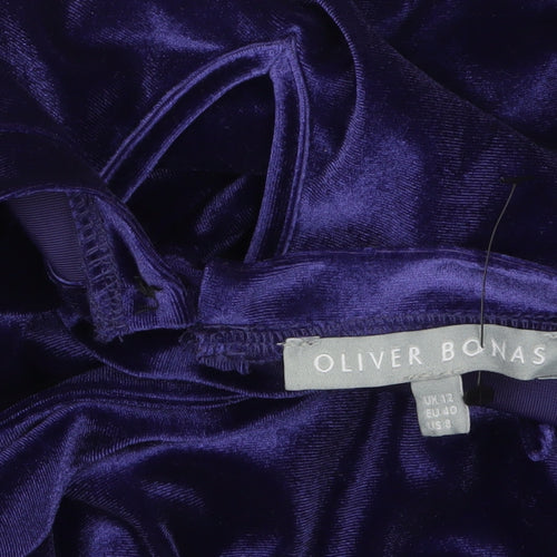 Oliver Bonas Women's Purple Velvet Long Sleeve A-Line Party Dress Size 12