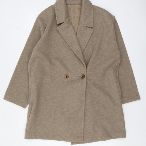 Tu Women’s Beige Mid-Length Overcoat Size 14 Buttoned Classic Style