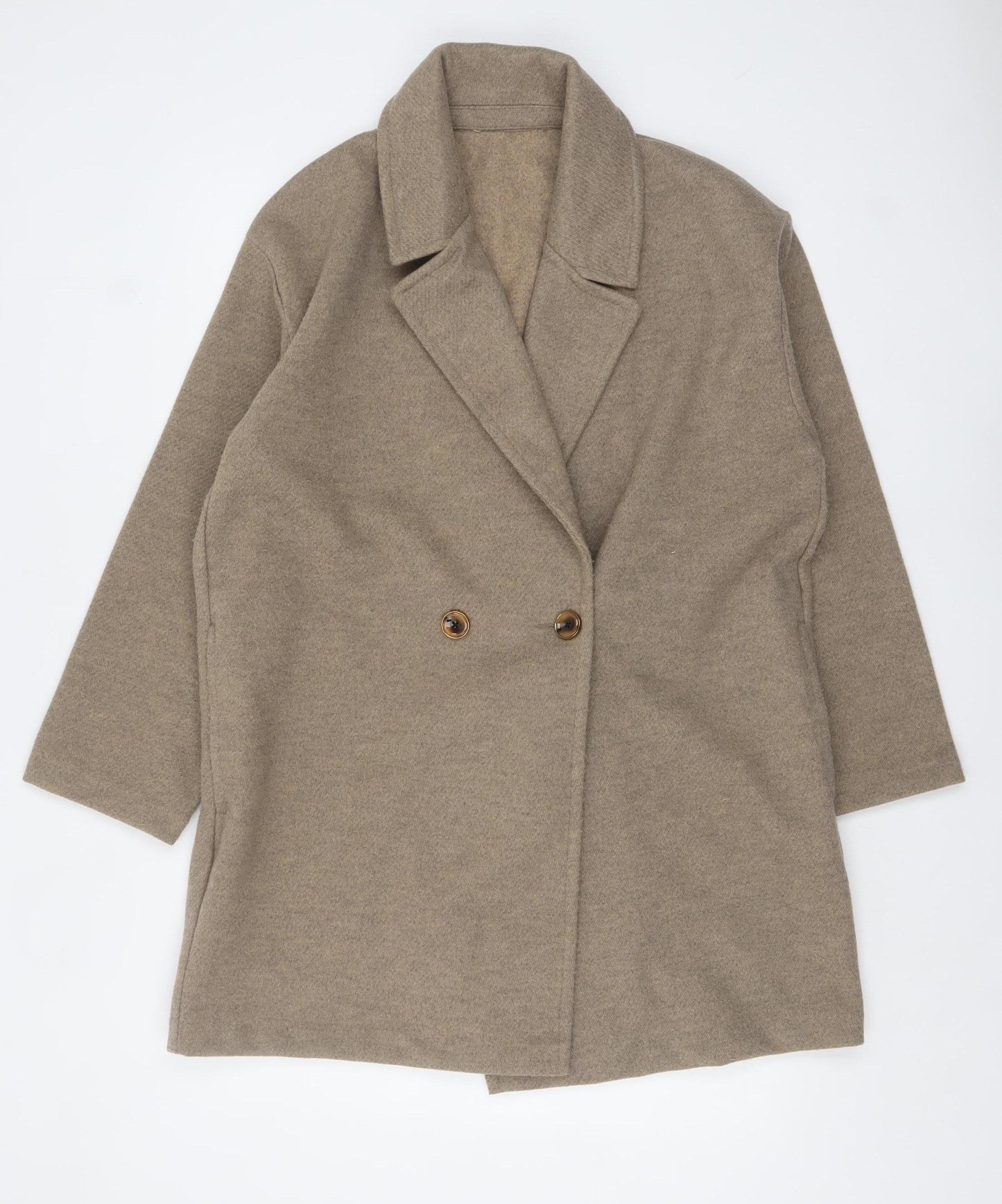 Tu Women’s Beige Mid-Length Overcoat Size 14 Buttoned Classic Style