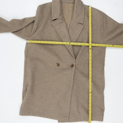 Tu Women’s Beige Mid-Length Overcoat Size 14 Buttoned Classic Style