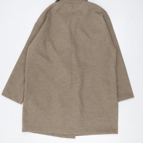 Tu Women’s Beige Mid-Length Overcoat Size 14 Buttoned Classic Style