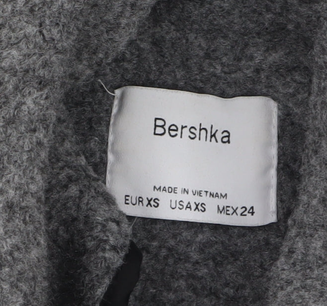 Bershka Womens Grey Wool Blend Button Up Shacket Jacket XS
