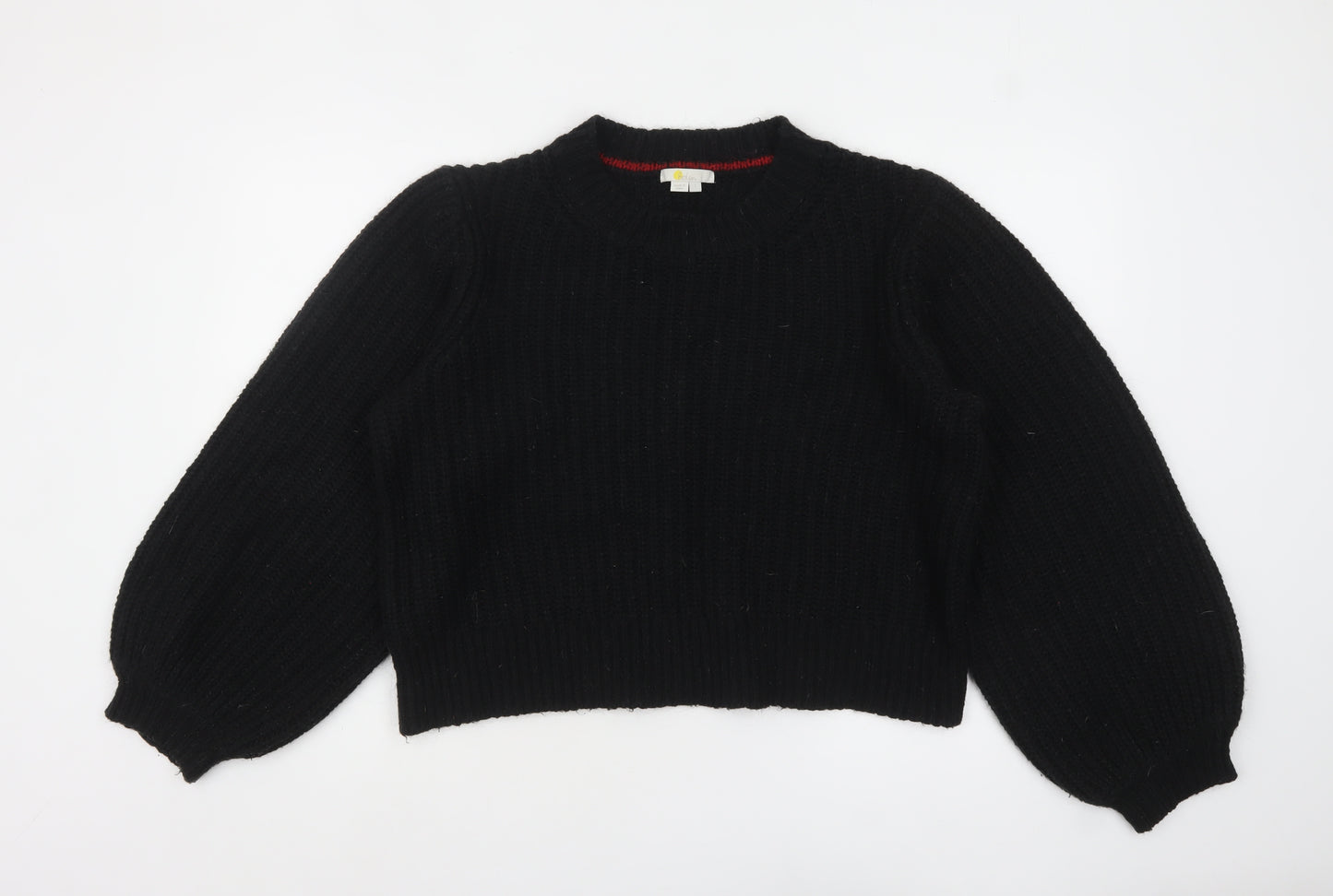 Boden Women's Black Chunky Knit Crew Neck Pullover Jumper Size L