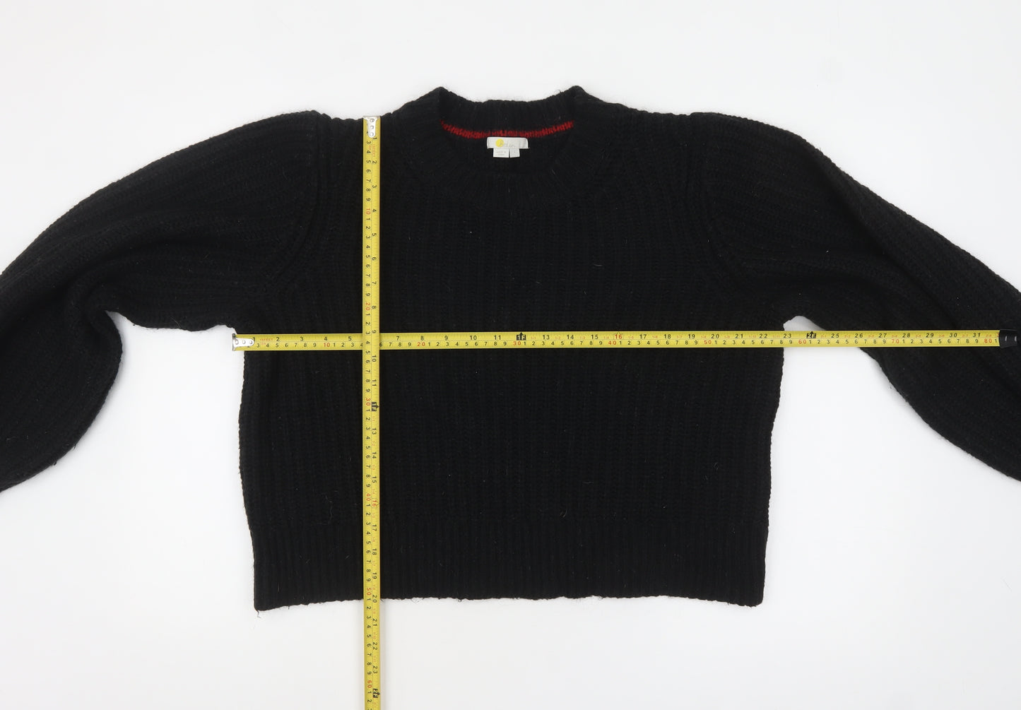 Boden Women's Black Chunky Knit Crew Neck Pullover Jumper Size L