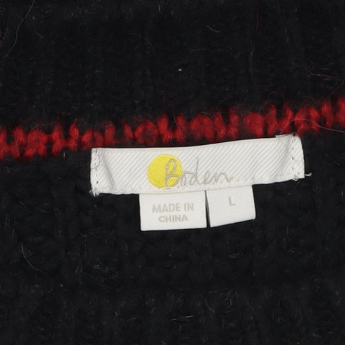 Boden Women's Black Chunky Knit Crew Neck Pullover Jumper Size L