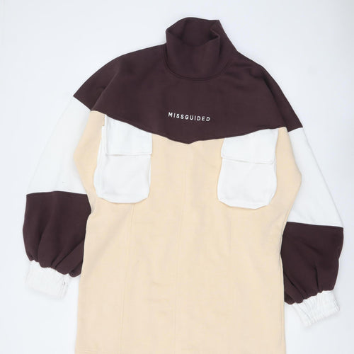 Missguided Women’s Beige Colourblock T-Shirt Dress UK 8 Tall