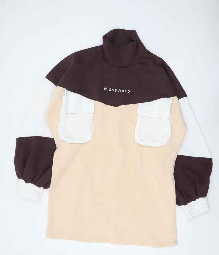 Missguided Women’s Beige Colourblock T-Shirt Dress UK 8 Tall