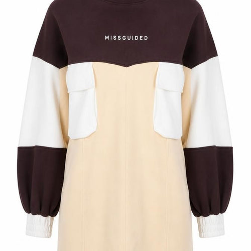 Missguided Women’s Beige Colourblock T-Shirt Dress UK 8 Tall