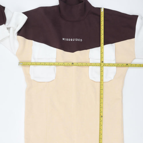 Missguided Women’s Beige Colourblock T-Shirt Dress UK 8 Tall
