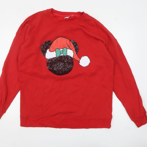 Next Women Red Christmas Minnie Sweatshirt XL Sequin Pullover