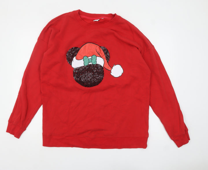Next Women Red Christmas Minnie Sweatshirt XL Sequin Pullover