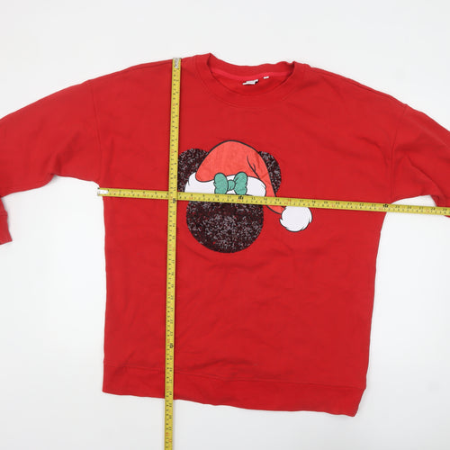 Next Women Red Christmas Minnie Sweatshirt XL Sequin Pullover