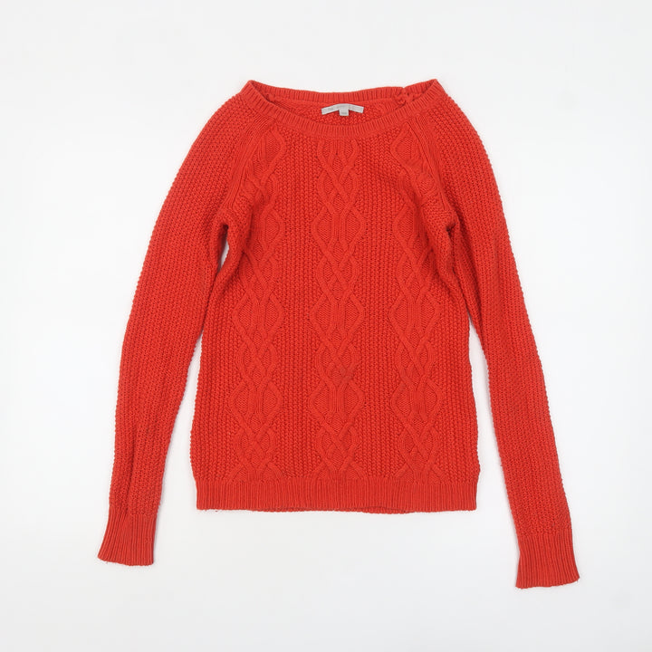 Gap Womens Red Cable-Knit Boat Neck Pullover Jumper XXS