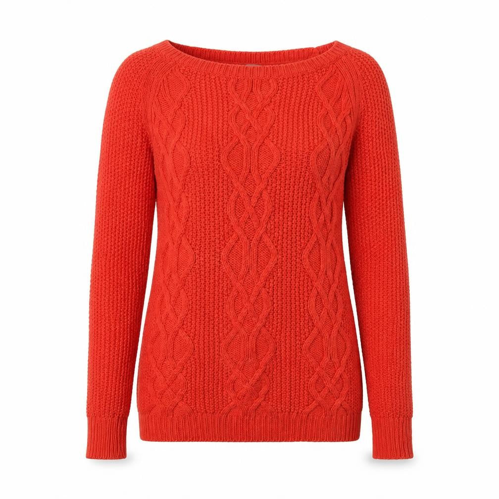 Front view of Gap women’s red cable-knit boat neck jumper xxs