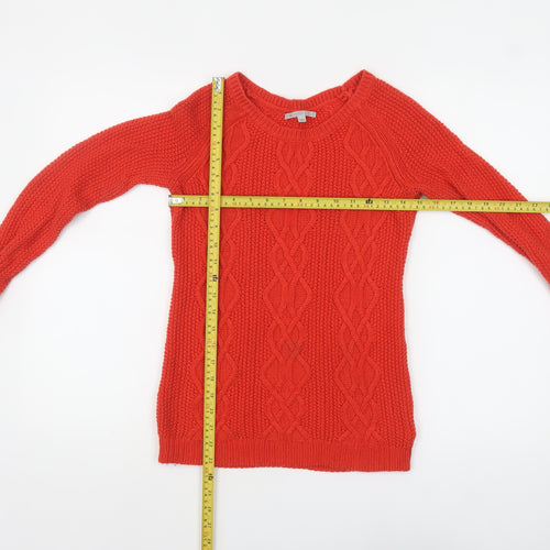 Gap Womens Red Cable-Knit Boat Neck Pullover Jumper XXS