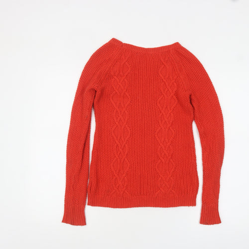 Gap Womens Red Cable-Knit Boat Neck Pullover Jumper XXS