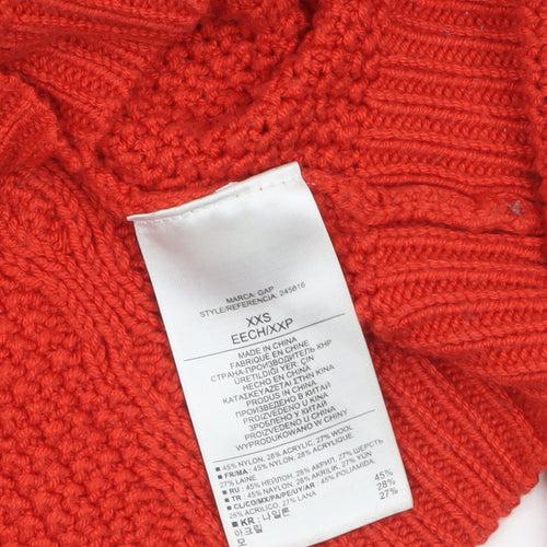 Gap Womens Red Cable-Knit Boat Neck Pullover Jumper XXS
