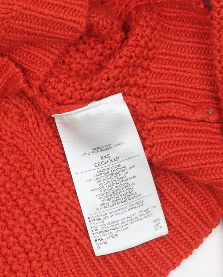 Gap Womens Red Cable-Knit Boat Neck Pullover Jumper XXS