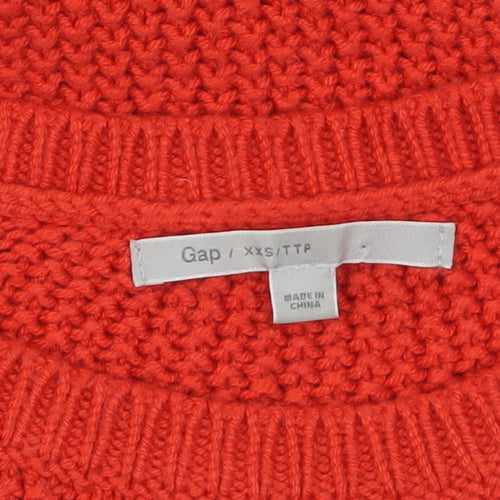 Gap Womens Red Cable-Knit Boat Neck Pullover Jumper XXS