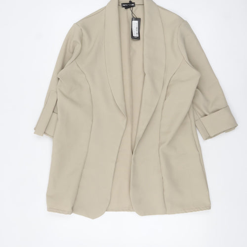 PrettyLittleThing Women Beige Shawl Collar Blazer UK 10 Polyester