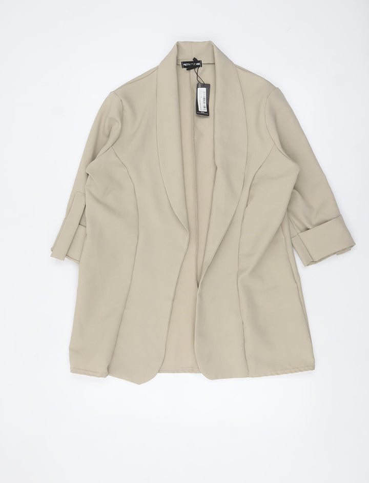 PrettyLittleThing Women Beige Shawl Collar Blazer UK 10 Polyester
