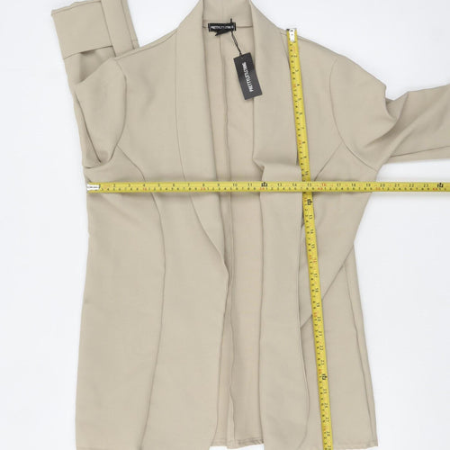 PrettyLittleThing Women Beige Shawl Collar Blazer UK 10 Polyester