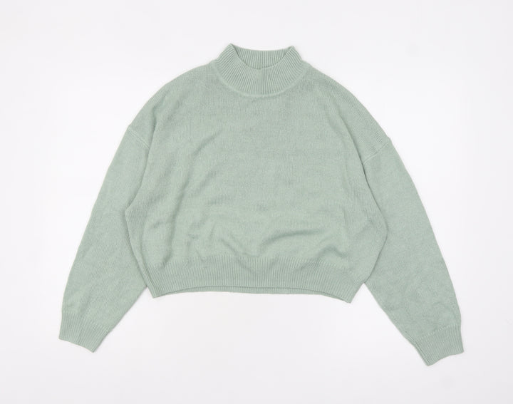 H&M Divided Women’s Green Mock Neck Knit Jumper Size 12