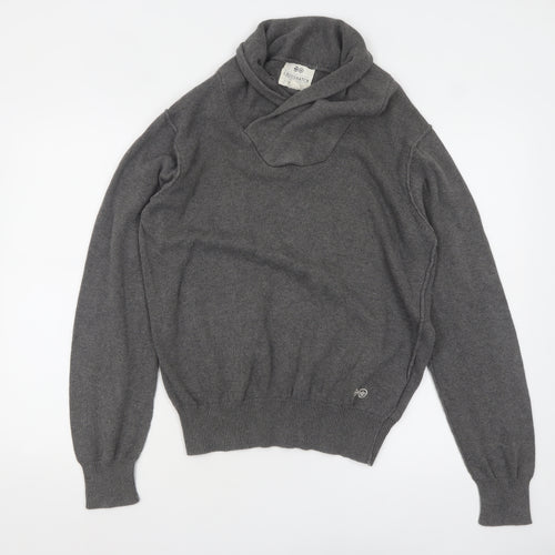 Crosshatch Men's Grey Roll Neck Cotton Pullover Jumper Size L