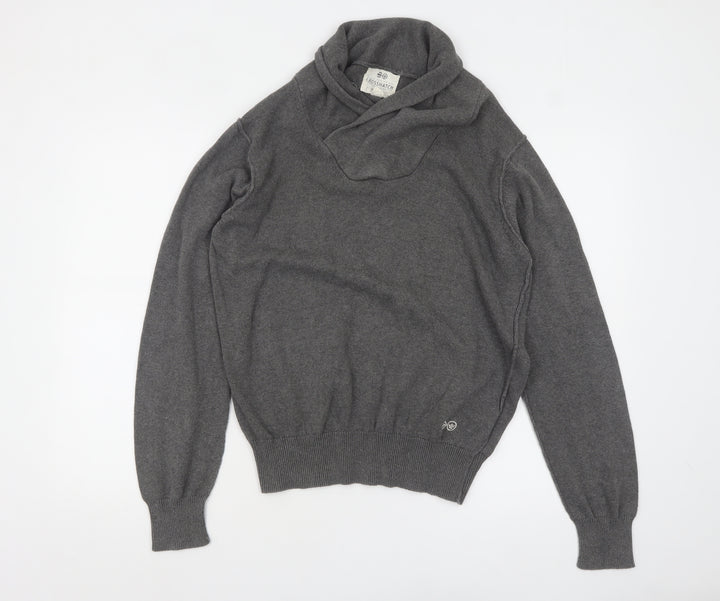 Crosshatch Men's Grey Roll Neck Cotton Pullover Jumper Size L