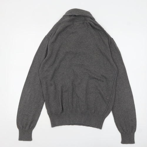 Crosshatch Men's Grey Roll Neck Cotton Pullover Jumper Size L