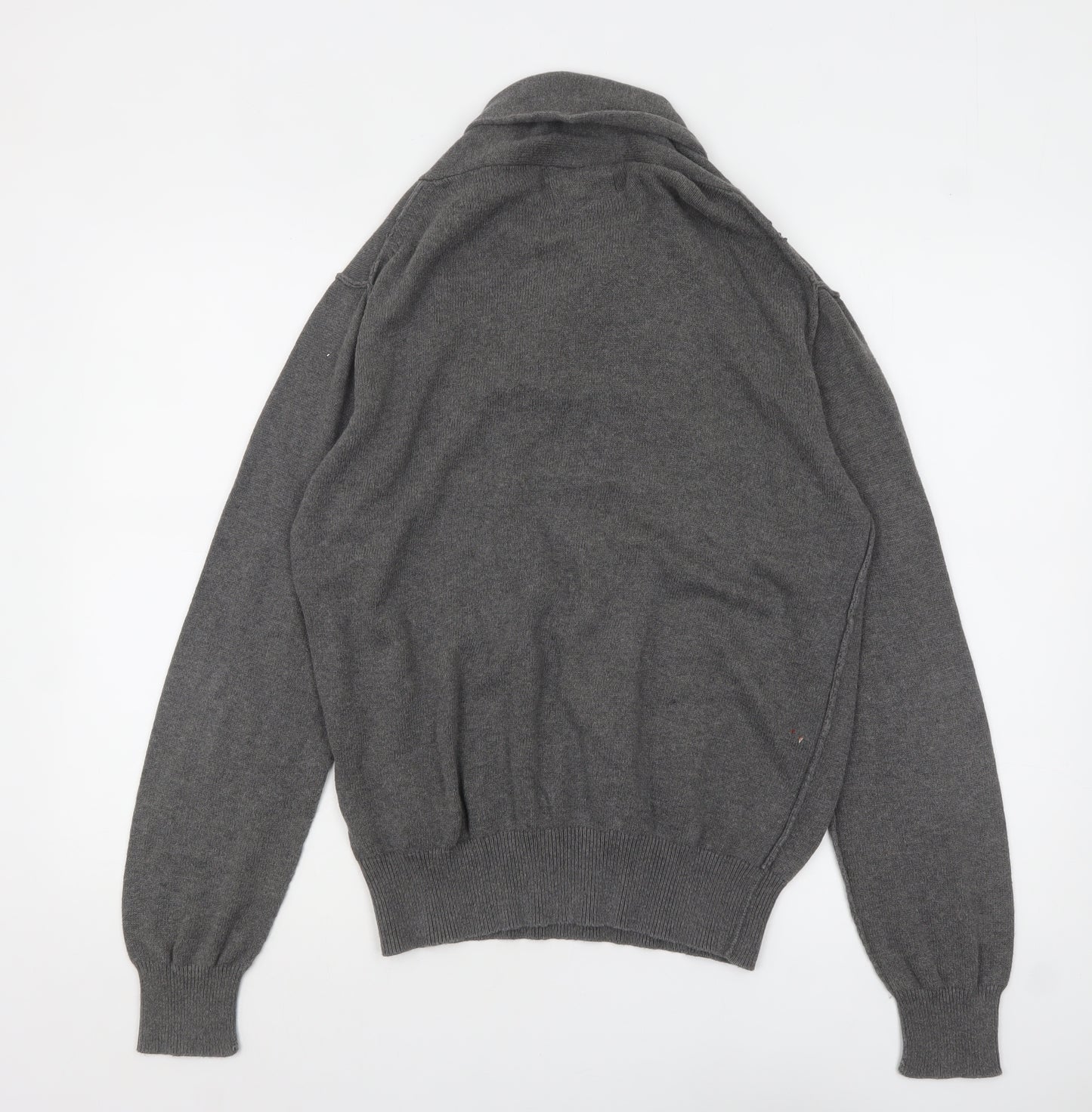 Crosshatch Men's Grey Roll Neck Cotton Pullover Jumper Size L