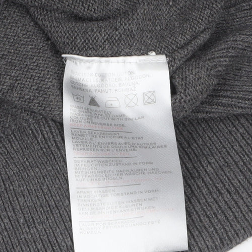 Crosshatch Men's Grey Roll Neck Cotton Pullover Jumper Size L