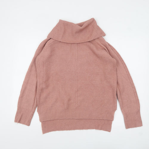Oasis Women Pink Roll Neck Long Sleeve Knit Pullover Jumper S
