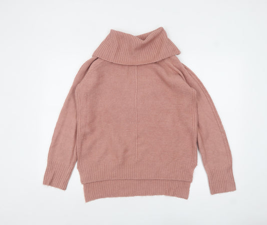 Oasis Women Pink Roll Neck Long Sleeve Knit Pullover Jumper S