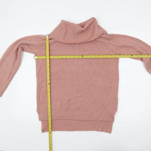 Oasis Women Pink Roll Neck Long Sleeve Knit Pullover Jumper S