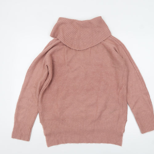 Oasis Women Pink Roll Neck Long Sleeve Knit Pullover Jumper S